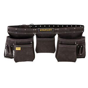 STANLEY Leather Tool Belt Pouch Apron, Multi-Pockets Storage Organiser, Hammer Loop, STST1-80113