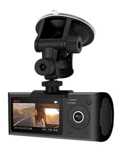 blaupunkt - dual camera dashcam with gps, 2.7" lcd screen, wide angle view, continuous recording