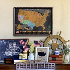 Scratch Off Map of The United States – US Scratch Off Travel Map with 50 State Flags and Landmarks – Map to Track States Visited, Full Accessories Set Included, Gift for Travelers, by Earthabitats