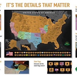 Scratch Off Map of The United States – US Scratch Off Travel Map with 50 State Flags and Landmarks – Map to Track States Visited, Full Accessories Set Included, Gift for Travelers, by Earthabitats