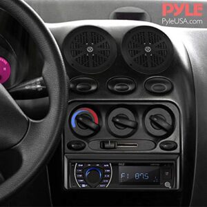 Pyle Marine Head Unit Receiver Speaker Kit - In-Dash LCD Digital Stereo Built-in Bluetooth & Microphone w/ AM FM Radio System 6.5’’ Waterproof Speakers (4) MP3/SD Readers & Remote Control -PLMRKT48BK