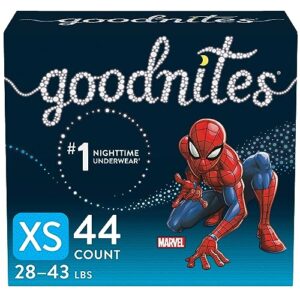 goodnites bedwetting underwear for boys, xs, 44 ct, size 3-boy, 44 count