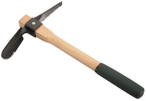 edward tools planter pick and scoop for gardening - hand tiller digs/breaks compacted soil - solid wood handle with rubber comfort grip - hand garden planter carbon steel blade rust proof finish