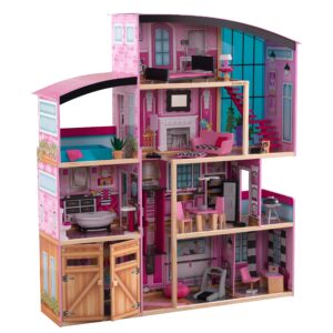 kidkraft wooden dollhouse shimmer mansion for 12" dolls