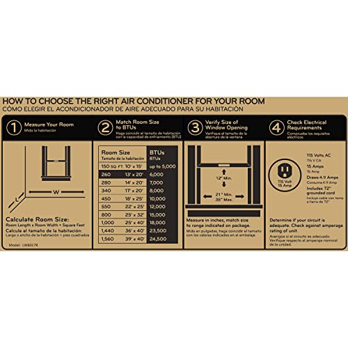 LG 6,000 BTU Window Conditioner, Cools 250 Sq.Ft. (10' x 25' Room Size), Quiet Operation, Electronic Control with Remote, 2 Cooling & Fan Speeds, 2-Way Air Deflection, Auto Restart, 115V, White