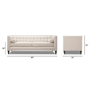 Jennifer Taylor Home Jack 84" Modern Tuxedo Tufted Sofa, Sky Neutral Beige Polyester