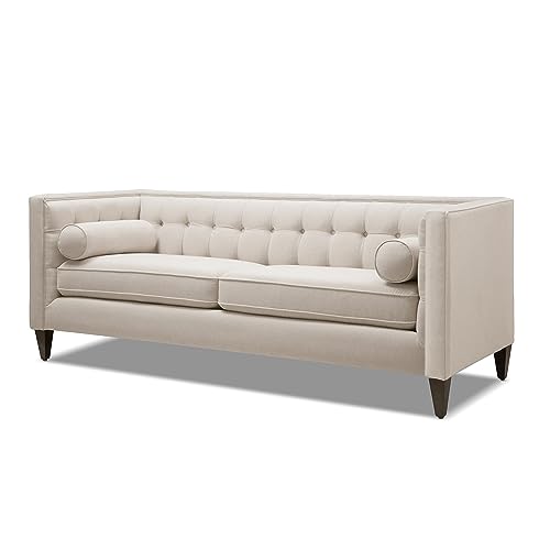 Jennifer Taylor Home Jack 84" Modern Tuxedo Tufted Sofa, Sky Neutral Beige Polyester