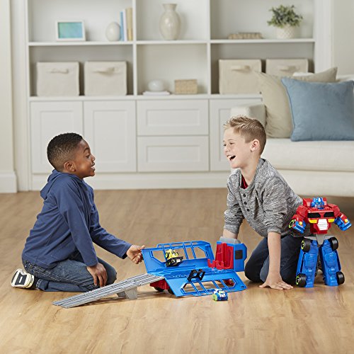 Playskool Heroes Transformers Rescue Bots Flip Racers Optimus Prime Race Track Trailer