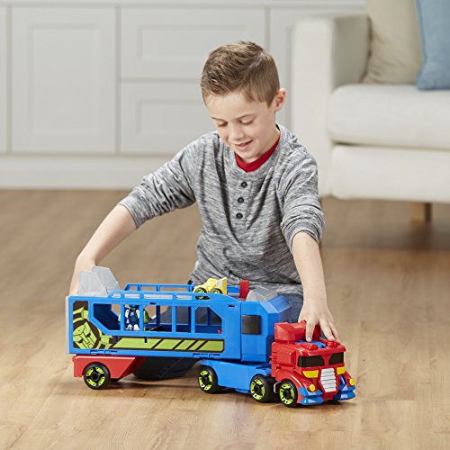 Playskool Heroes Transformers Rescue Bots Flip Racers Optimus Prime Race Track Trailer