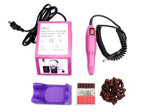 lilys pet 20,000 rpm light type professional electric nail art salon drill glazing fast machine,electric nail art file drill with 1 pack of sanding bands (pink)