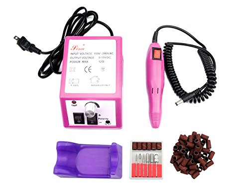 LILYS PET 20,000 RPM Light Type Professional Electric Nail Art Salon Drill Glazing Fast Machine,Electric Nail Art File Drill with 1 Pack of Sanding Bands (Pink)