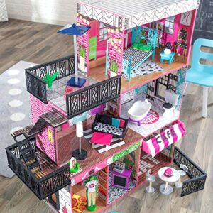 KidKraft Brooklyn's Loft Wooden Dollhouse with 25-Piece Accessory Set, Lights and Sounds, Gift for Ages 3+ 41.75" x 18.25" x 41.75"