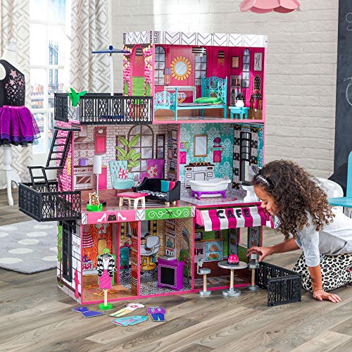 KidKraft Brooklyn's Loft Wooden Dollhouse with 25-Piece Accessory Set, Lights and Sounds, Gift for Ages 3+ 41.75" x 18.25" x 41.75"