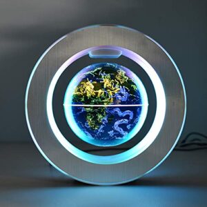 FUGEST Magnetic Levitation Floating World Map with Constellations LED Light Globe 2 in 1 Anti Gravity Suspending in The Air Decoration Gadget (Blue 6 inch)