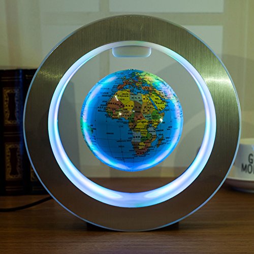 FUGEST Levitation Floating Globe 4inch Rotating Magnetic Mysteriously Suspended In Air World Map Home Decoration Crafts Fashion Holiday Gifts (Blue)