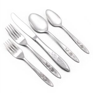 my rose by oneida, stainless 5-pc setting w/soup spoon