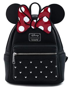 loungefly disney minnie mouse bow faux leather womens double strap shoulder bag purse