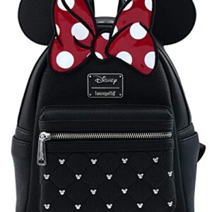 Loungefly Disney Minnie Mouse Bow Faux Leather Womens Double Strap Shoulder Bag Purse