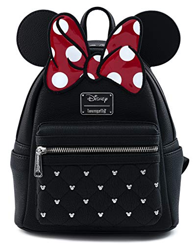 Loungefly Disney Minnie Mouse Bow Faux Leather Womens Double Strap Shoulder Bag Purse