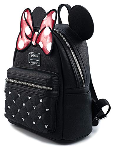 Loungefly Disney Minnie Mouse Bow Faux Leather Womens Double Strap Shoulder Bag Purse