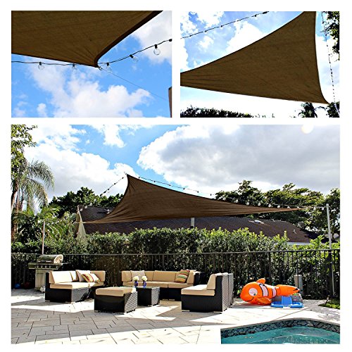 KHOMO GEAR Triangle Sun Shade Sail 20 x 20 x 20 Ft UV Block Fabric - Brown