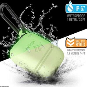 Catalyst Waterproof AirPods 1 & 2 Case with Premium Carabiner, Compatible Wireless Charging, One-Piece Design, Protective Cover Soft Skin, High Drop Protection, Silicone Sealing - Glow in Dark