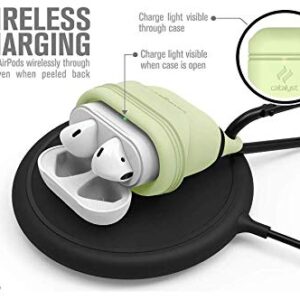 Catalyst Waterproof AirPods 1 & 2 Case with Premium Carabiner, Compatible Wireless Charging, One-Piece Design, Protective Cover Soft Skin, High Drop Protection, Silicone Sealing - Glow in Dark