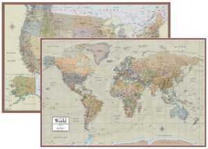 swiftmaps world and usa contemporary premier 3d two wall map set (24x36 laminated)
