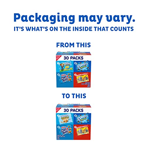 Nabisco Team Favorites Variety Pack, OREO Mini, CHIPS AHOY! Mini, Teddy Grahams Honey & Barnum's Animal Crackers, 30 Snack Packs