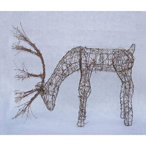 Alpine Corporation Outdoor/Indoor Rattan Grazing Reindeer with Lights - Christmas and Holiday Decoration for Yard - 24-Inches