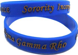 sigma gamma rho sorority blue embossed silicone wristband