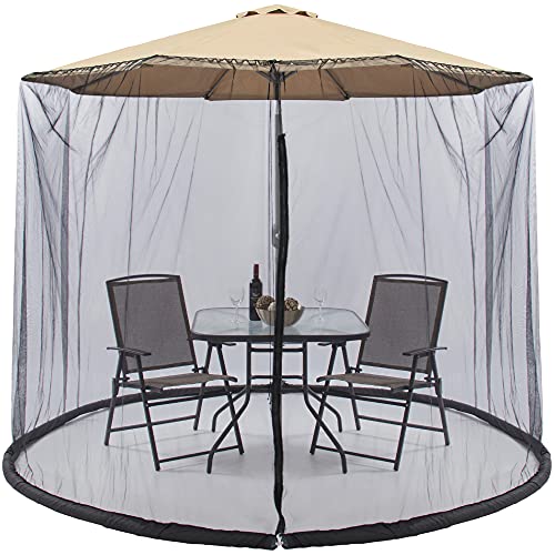 Best Choice Products 9ft Adjustable Mosquito Net for Umbrellas 7.5-11ft, Bug Screen Patio Umbrella Accessory for Outdoor Market Offset Cantilever w/Polyester Mesh Net, Zipper Door, Fillable Base