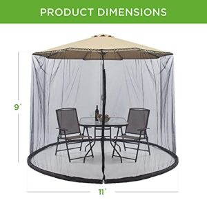 Best Choice Products 9ft Adjustable Mosquito Net for Umbrellas 7.5-11ft, Bug Screen Patio Umbrella Accessory for Outdoor Market Offset Cantilever w/Polyester Mesh Net, Zipper Door, Fillable Base