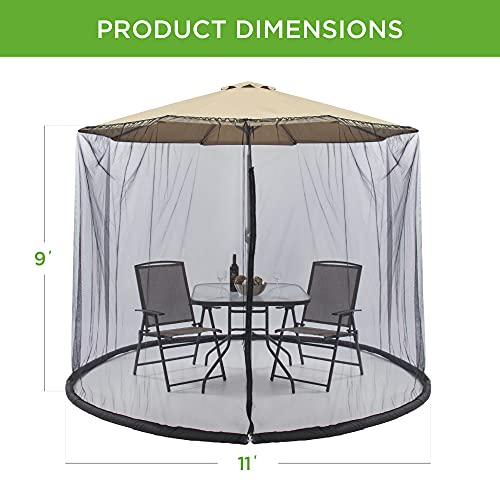 Best Choice Products 9ft Adjustable Mosquito Net for Umbrellas 7.5-11ft, Bug Screen Patio Umbrella Accessory for Outdoor Market Offset Cantilever w/Polyester Mesh Net, Zipper Door, Fillable Base