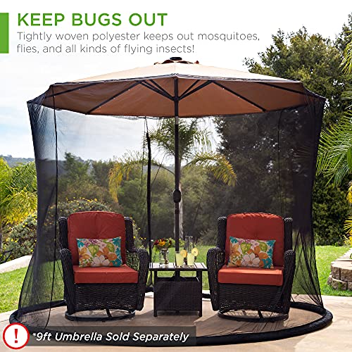 Best Choice Products 9ft Adjustable Mosquito Net for Umbrellas 7.5-11ft, Bug Screen Patio Umbrella Accessory for Outdoor Market Offset Cantilever w/Polyester Mesh Net, Zipper Door, Fillable Base