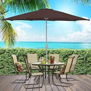 best choice products 9ft outdoor aluminum polyester market patio umbrella w/crank tilt adjustment - brown
