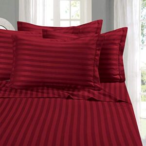 elegant comfort best, softest, coziest 6-piece sheet sets! - 1500 thread count egyptian quality luxurious wrinkle resistant 6-piece damask stripe bed sheet set, queen burgundy