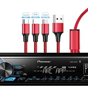 Pioneer MVH-X390BT Digital Media Receiver with Pioneer ARC app, MIXTRAX, Built-in Bluetooth and USB Direct Control for iPod/iPhone and Android Phones & zonoz 3 in 1 Multi USB Charging Cable (Bundle)