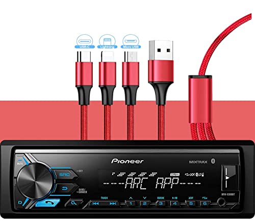 Pioneer MVH-X390BT Digital Media Receiver with Pioneer ARC app, MIXTRAX, Built-in Bluetooth and USB Direct Control for iPod/iPhone and Android Phones & zonoz 3 in 1 Multi USB Charging Cable (Bundle)