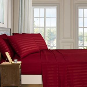 Elegant Comfort Best, Softest, Coziest 6-Piece Sheet Sets! - 1500 Thread Count Egyptian Quality Luxurious Wrinkle Resistant 6-Piece Damask Stripe Bed Sheet Set, California King Burgundy