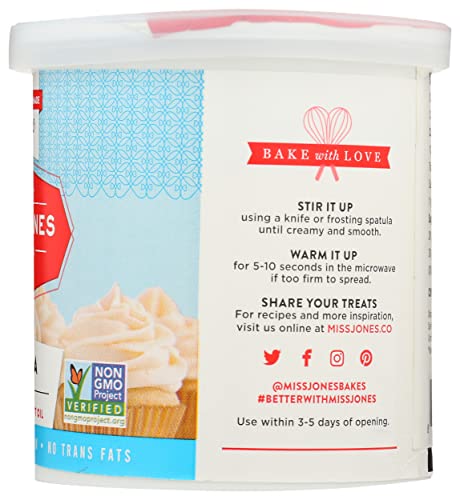 Miss Jones Baking Organic Buttercream Frosting, Perfect for Icing and Decorating, Vegan-Friendly: Vanilla (Pack of 1)