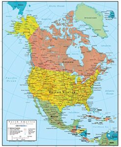 swiftmaps north america wall map geopolitical edition (18x22 laminated)