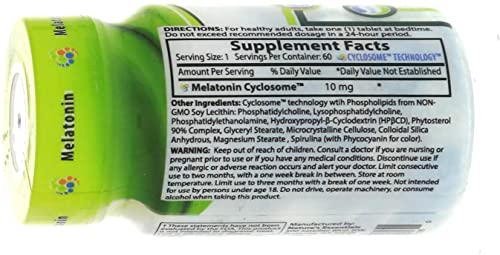 NATURE'S ESSENTIALS Melatonin 10mg (3mg Immediate Release & 7mg Extended Release) with Advanced Cyclosome Liposomal Delivery Technology - 60 Tablets