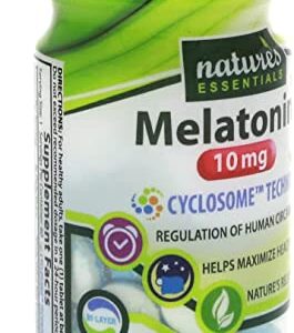 NATURE'S ESSENTIALS Melatonin 10mg (3mg Immediate Release & 7mg Extended Release) with Advanced Cyclosome Liposomal Delivery Technology - 60 Tablets