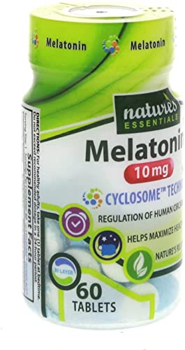 NATURE'S ESSENTIALS Melatonin 10mg (3mg Immediate Release & 7mg Extended Release) with Advanced Cyclosome Liposomal Delivery Technology - 60 Tablets