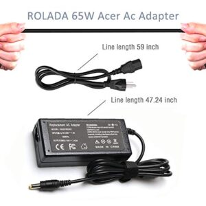 65W Laptop AC Adapter for Acer-Aspire E15 ES1 E1 E5; E1-571 E5-575G E1-510P E1-521 E3-111 E5-511P E5-521 E5-522 E5-551 E5-571 E5-573G ES1-111M ES1-411 ES1-511 ES1-521 ES1-531 E1-572-6870