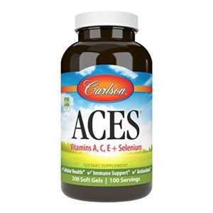 carlson - aces, vitamins a, c, e + selenium, cellular health & immune support, antioxidant, 200 softgels