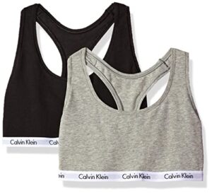calvin klein women's carousel logo bralette 2-pack, black/grey heather, medium