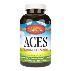 carlson - aces, vitamins a, c, e + selenium, cellular health & immune support, antioxidant, 300 softgels
