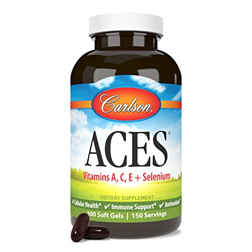 Carlson - ACES, Vitamins A, C, E + Selenium, Cellular Health & Immune Support, Antioxidant, 300 Softgels